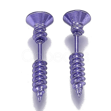Vacuum Plating 304 Stainless Steel Unisex Punk Hip-hop Rock Nail Shape Screw Pierced Stud Earrings EJEW-F261-01I-1