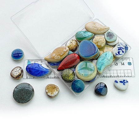 Mixed Shapes Glass Cabochons PW-WG38939-06-1