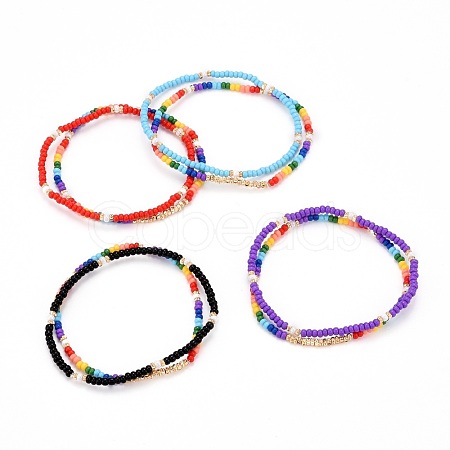 Glass Seed Beads Stretch Bracelets BJEW-JB06294-1