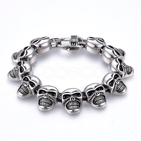 Retro 304 Stainless Steel Link Bracelets BJEW-L631-06AS-1