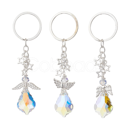 3Pcs 3 Styles Glass Angel Pendant Keychains KEYC-JKC00921-1