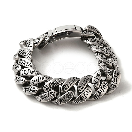 304 Stainless Steel Cuban Link Chain Bracelets for Women Men BJEW-Q341-06F-AS-1