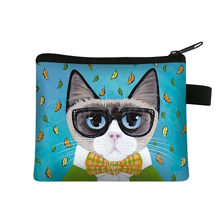Cute Cat Polyester Zipper Wallets ANIM-PW0002-28D-1