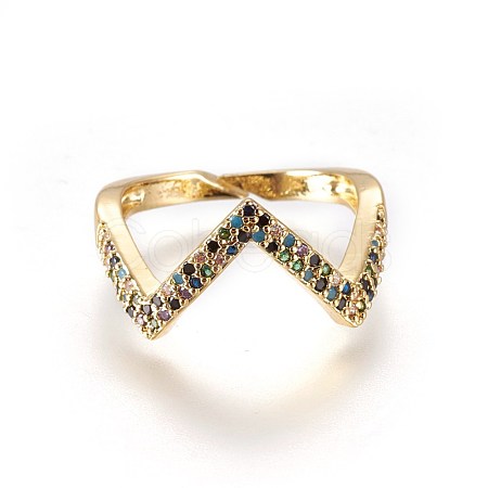 Adjustable Brass Micro Pave Cubic Zirconia Finger Rings RJEW-L086-06G-1