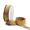 20 Yards Flower Printed Polyester Ribbon, Double Wavy Edged Ribbon for Gift Wrapping, Gold, 1 inch(25mm), about 20.00 Yards(18.29m)/Roll