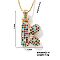 Brass Pave Colorful Cubic Zirconia Letter Pendant Box Chain Necklaces, Golden, Letter K, 15.75 inch(40cm)