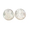 Carved Natural White Shell Cabochons, Flat Round, Creamy White, 15x2~3mm