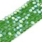 Transparent Glass Beads Strands, Faceted, Frosted, Half AB Color Plated, Rondelle, Green, 2.9~3.3x2mm, Hole: 0.7mm, about 148~150pcs/strand, 39.5~40cm