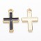 Alloy Enamel Pendants, Latin Cross, Golden, Black, 16.5x11x1.5mm, Hole: 1.5mm