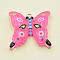 Transparent Resin Pendants, with Platinum Tone Iron Loops, Butterfly Charms, Hot Pink, 23x24.5x5mm, Hole: 2mm