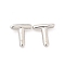 Brass Hollow Out Initial Letter Stud Earrings for Women, Platinum, Lead Free & Cadmium Free, Letter.T, 7x6.5x1.5mm, Pin: 0.8mm