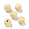 Printed Wood European Beads, Round with Dot Pattern, PapayaWhip, 15.5~16mm, Hole: 4~4.5mm