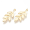 Brass Pendants, Leaf, Nickel Free, Real 18K Gold Plated, 25x11x1.5mm, Hole: 1mm