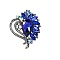 Alloy Rhinestone Brooch for Backpack Clothes, Heart, Capri Blue, 66x53mm