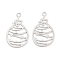 Long-Lasting Plated Brass Pendants, Hollow Teardrop, Platinum, 20x12x0.3mm, Hole: 1.4mm