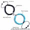 2 Pcs Synthetic Black Stone & Blue Turquoise Couple Bracelets with Heart Magnetic Attraction, Adjustable Bracelets for Men and Women, 11-3/8 inch(29cm)