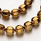 Electroplate Non-magnetic Synthetic Hematite Bead Strands, Faceted, Round, Golden Plated, 10x10mm, Hole: 1mm, about 40pcs/strand, 15.7 inch