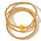 3Pcs Golden Luxury Brass Beaded Gothic Cross Ladies Elastic Bracelet Sets, Orange, 6-1/2 inch(16.5cm)