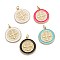 Brass Enamel Pendants, Real 18K Gold Plated, Long-Lasting Plated, Saint Benedict Medal Charms, Mixed Color, 23x20.5x2mm, Hole: 3mm, Jump Ring: 5x0.8mm