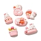 Opaque Resin Decoden Cabochons, Rabbit Ice Cream & Rabbit Cake & Rabbit Hot Dog, Mixed Shapes, Pink, 20.5~29.5x18~30.5x6~10mm