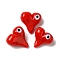 Handmade Lampwork Beads, Heart with Evil Eye, Red, 18x18x9mm, Hole: 1.8mm