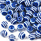 Round Striped Resin Beads, Dark Blue, 8x7mm, Hole: 1.8~2mm