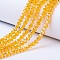 Electroplate Glass Beads Strands, AB Color Plated, Faceted, Rondelle, Orange, 3.5~3.8x3mm, Hole: 0.4mm, about 113~115pcs/strand, 32~33cm