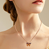 ANATTASOUL 5Pcs 5 Colors Butterfly Alloy Enamel Pendant Necklaces for Women NJEW-AN0001-80-6