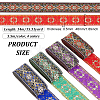 FINGERINSPIRE 14M 4 Colors Ethnic Style Embroidery Polyester Ribbons OCOR-FG0001-48-2
