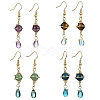 4 Pairs 4 Style Nature Mixed Gemstone Round Dangle Earrings EJEW-TA00332-1