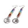 Chakra Natural & Synthetic Mixed Gemstone Round Beaded Dangle Earrings EJEW-L196-06P-3