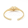 Rack Plating Brass Heart with Virgin Mary Open Cuff Bangle for Women BJEW-M227-02G-3