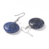 Natural Sodalite Flat Round Dangle Earrings EJEW-D188-03P-04-3