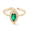 Green Cubic Zirconia Horse Eye Cuff Ring KK-D067-36G-RS-2