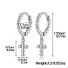 Anti-Tarnish Rhodium Plated 925 Sterling Silver Cross Dangle Hoop Earrings HE1465-2-2