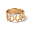 Ion Plating(IP) 201 Stainless Steel Word Love Finger Ring RJEW-J051-44G-2