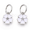 Enamel Style Flower Alloy Rhinestone Charms X-ENAM-S085-08-2