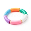 Chunky Curved Tube Acrylic Beads Stretch Bracelet for Girl Women BJEW-JB06684-01-1