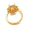 Clear Cubic Zirconia Flower Adjustable Ring RJEW-C048-13G-3