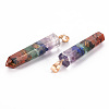 2Pcs Natural & Synthetic Mixed Gemstone Pendants G-FS0001-89-2