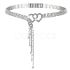 Iron Glass Rhinestone Cup Chain Belt with Brass Heart Buckle AJEW-WH0505-80-1