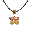 Alloy Enamel Butterfly Pendant Necklaces NJEW-JN04580-3