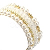 4Pcs 4 Style Shell Pearl & Glass Beaded Stretch Bracelets Set BJEW-TA00327-3
