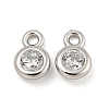 925 Sterling Silver Pave Clear Cubic Zirconia Flat Round Charms STER-B005-01P-1