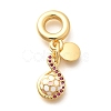 Brass Cubic Zirconia Football European Dangle Charms KK-U048-01G-02-1