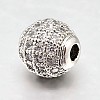 Round Brass Micro Pave Cubic Zirconia Beads ZIRC-N016-01P-12mm-2