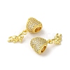 Rack Plating Brass Micro Pave Clear Cubic Zirconia European Dnagle Charms KK-C053-05G-2