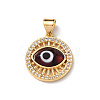 Lampwork Evil Eye Pendants with Clear Cubic Zirconia ZIRC-L102-11G-3