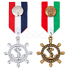 AHADERMAKER 2Pcs 2 Color Anchor & Helm Retro British Preppy Style Alloy with Iron Pendant Lapel Pins FIND-GA0002-75-1