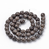 Natural Black Wood Lace Stone Beads Strands G-Q462-92-6mm-2